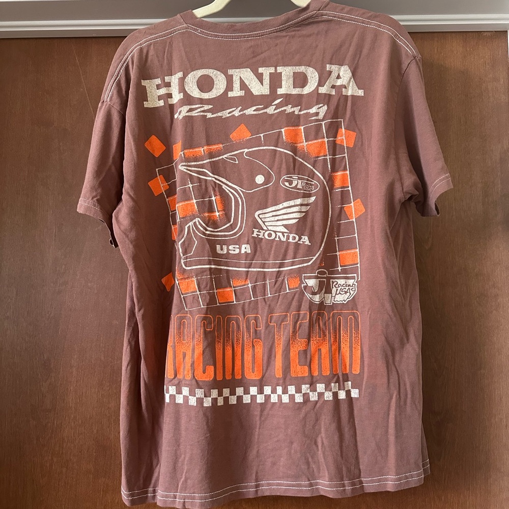 Honda JT Racing USA Crew Neck Graphic Short Sleeve T Shirt Mens Size M Brown